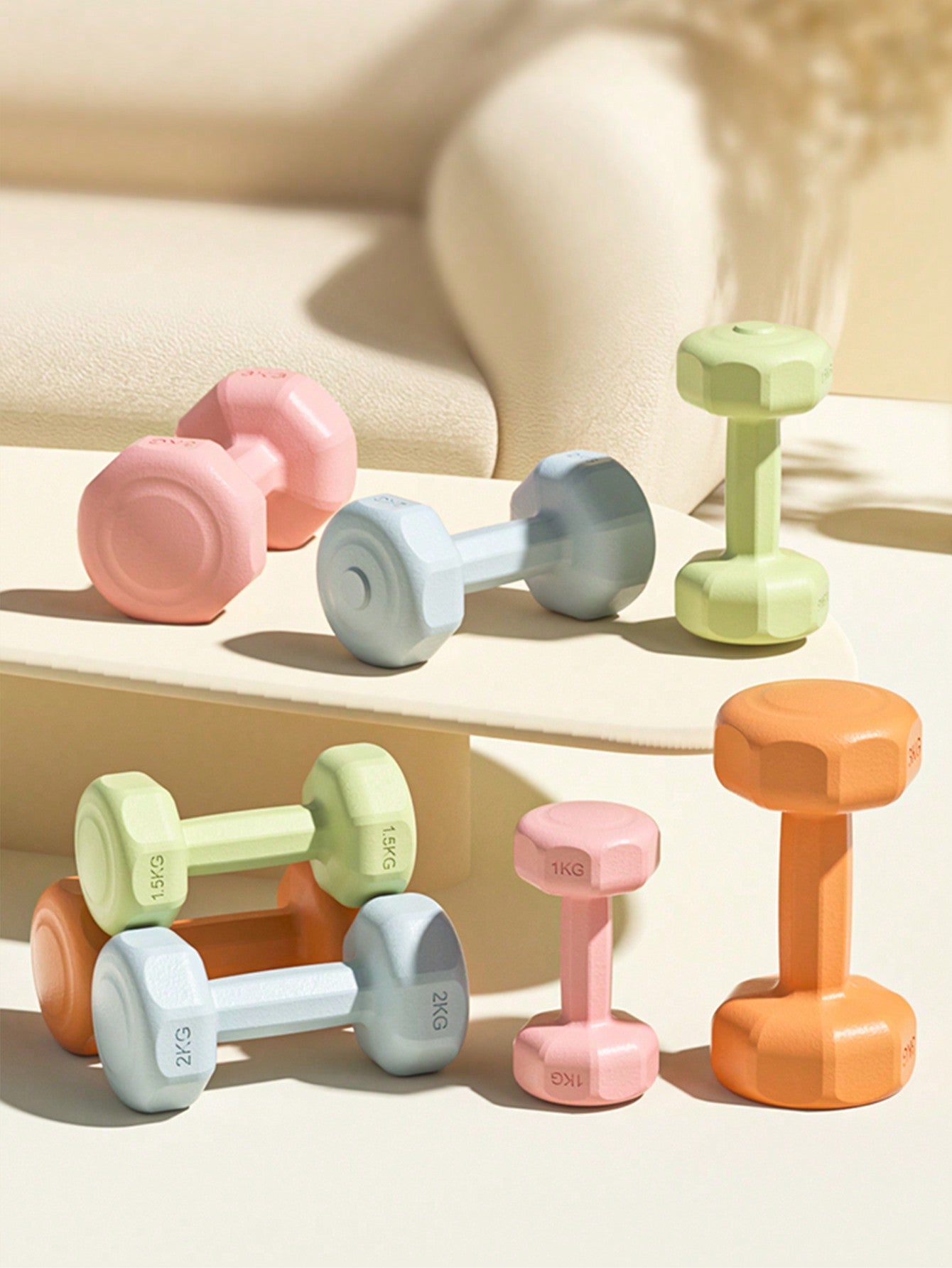 1pc Green Pvc Coated Women's Dumbbell Home Fitness Equipment