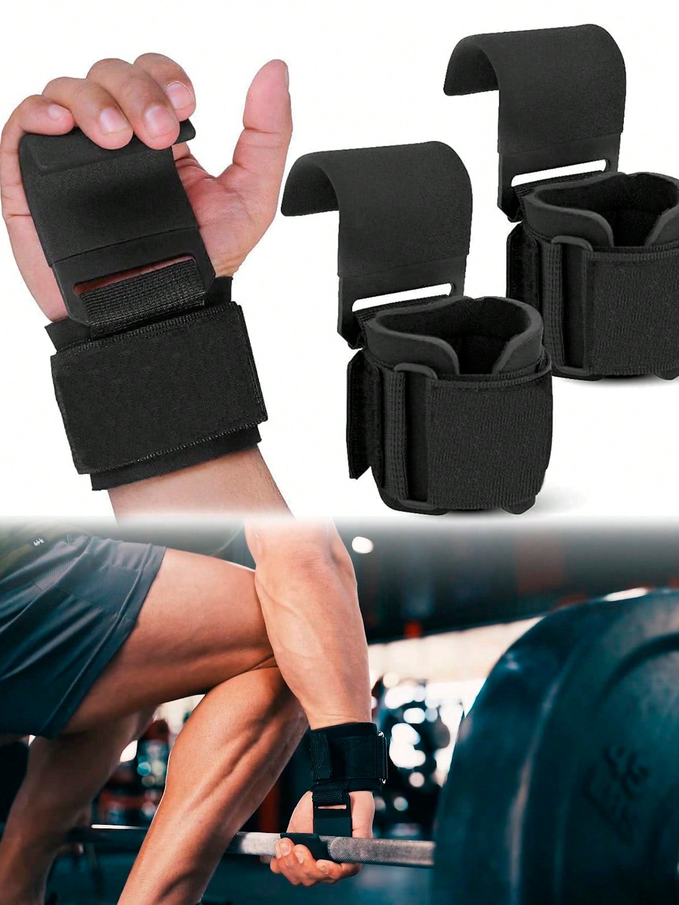 1 Pc Sports Men And Women Weightlifting Hooks With Wrist Straps Safely Metal Lifting Hooks Strengthen Your Grip And Lift Heavier Weights At Full Power Weightlifting Gym Gloves