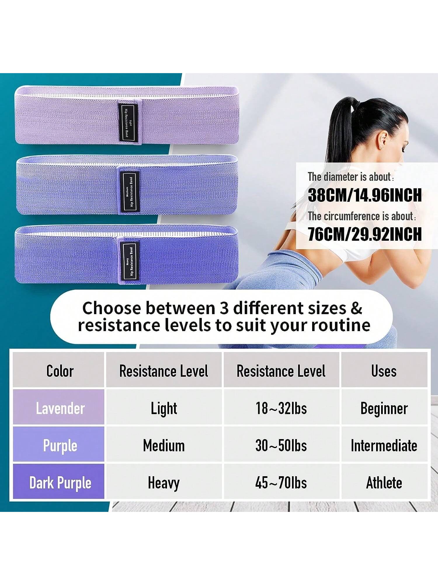 Resistance Bands, Exercise Workout Bands For Women And Men, Stretch Bands For Booty Legs, Pilates Flexbands