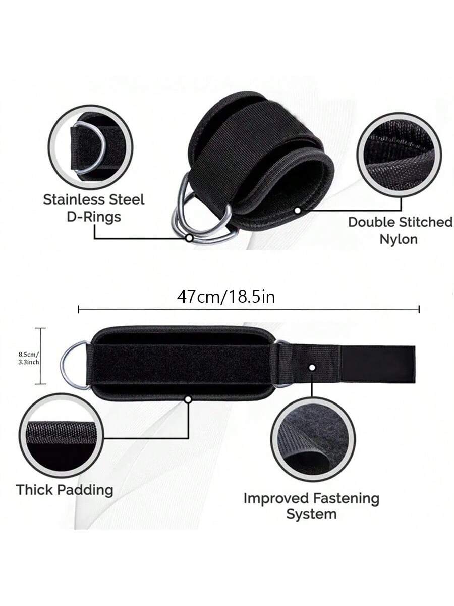 Ankle Straps For Kickbacks Men Women 1pc Balck Adjustable Comfort Gym Ankle Straps With Double D-Ring For Glute Workouts Leg Extensions Lower Body Exercises