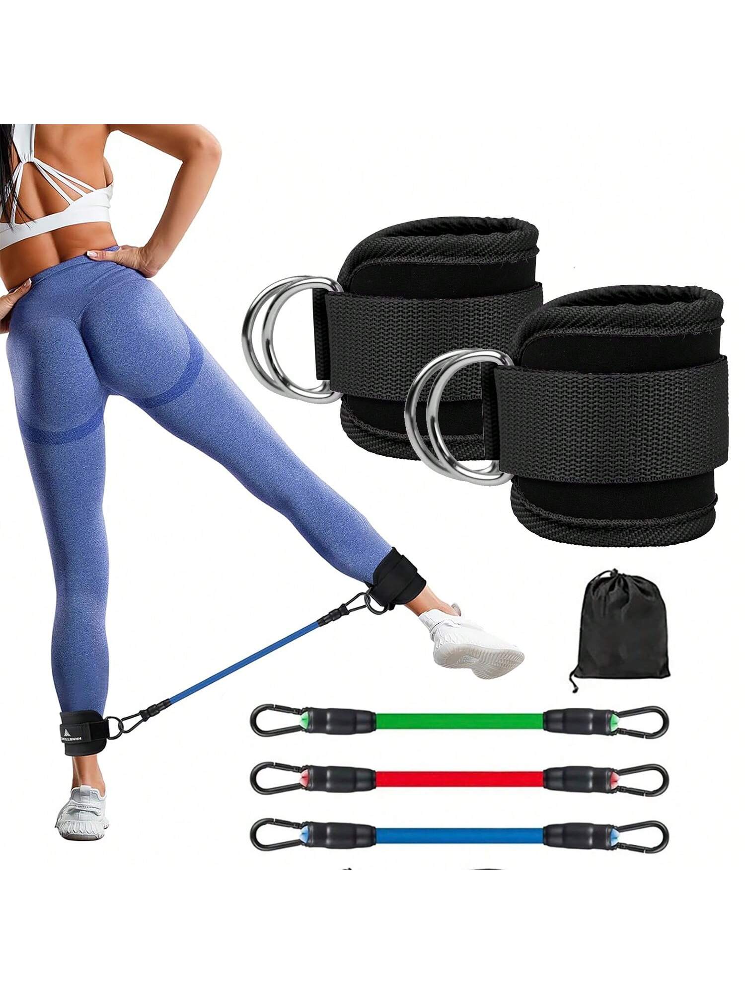 5-Pack Ankle Resistance Bands with Cuffs – Perfect for Leg, Hip, and Butt Workouts at Home!