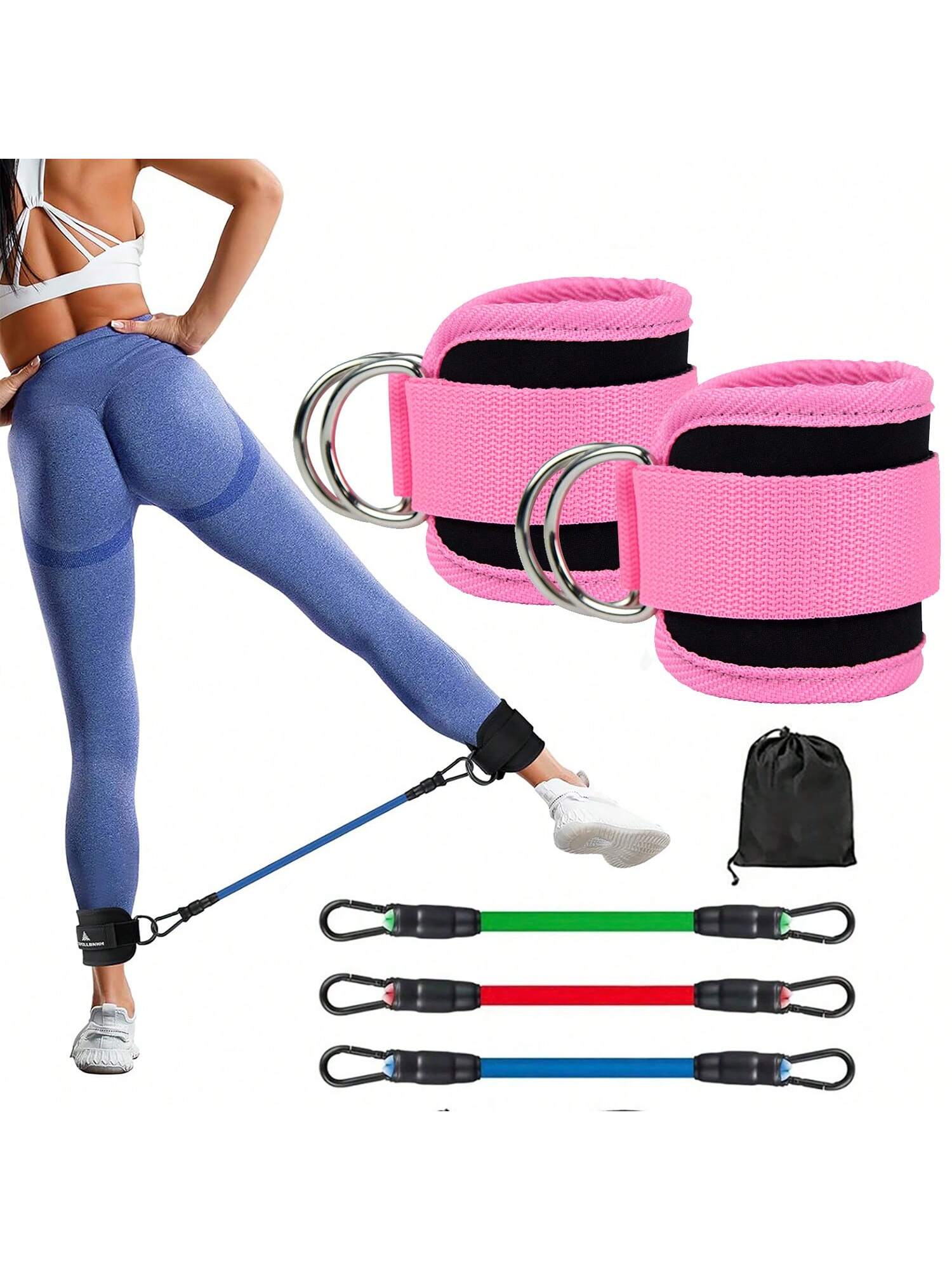 5-Pack Ankle Resistance Bands with Cuffs – Perfect for Leg, Hip, and Butt Workouts at Home!