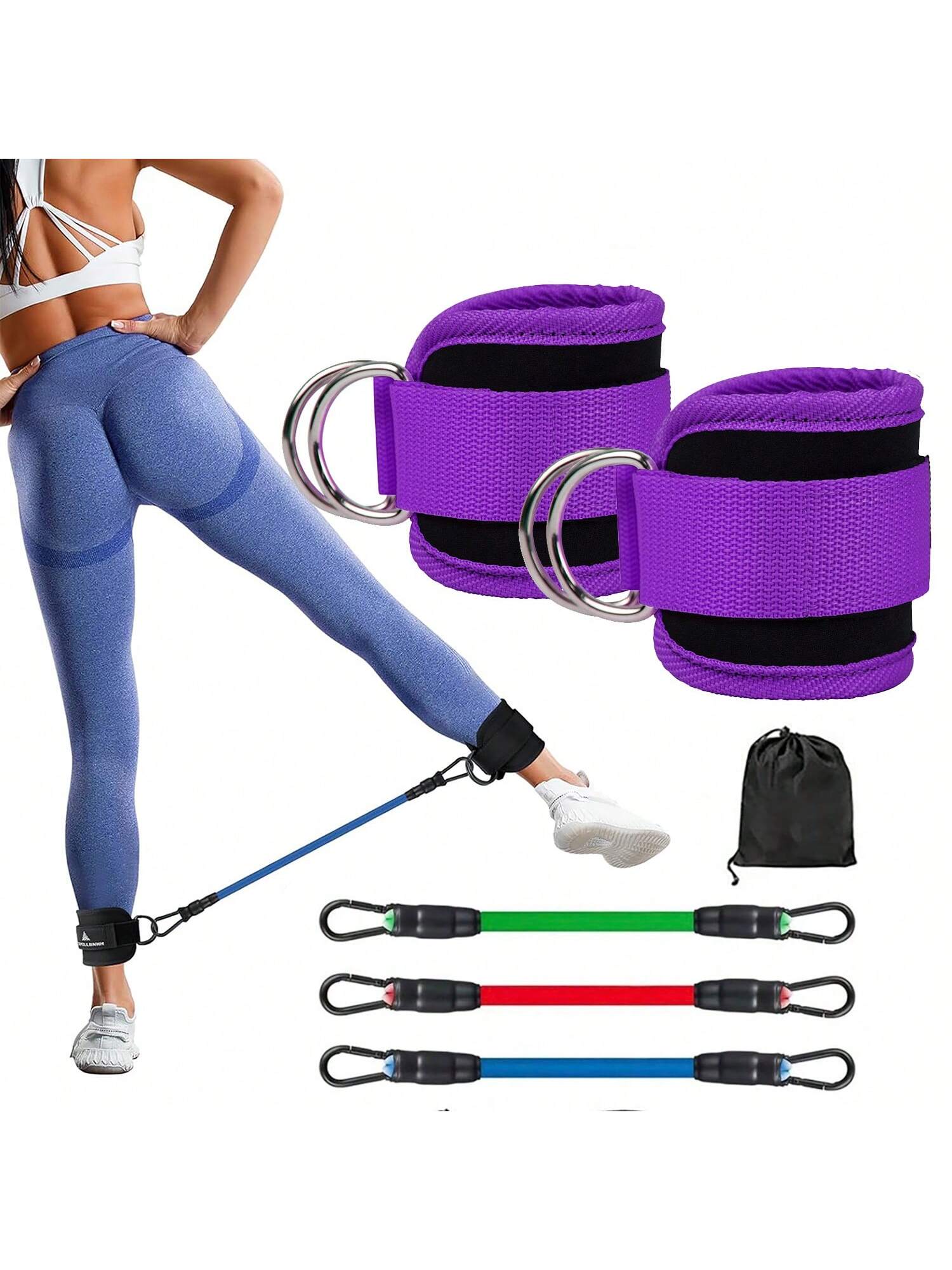 5-Pack Ankle Resistance Bands with Cuffs – Perfect for Leg, Hip, and Butt Workouts at Home!