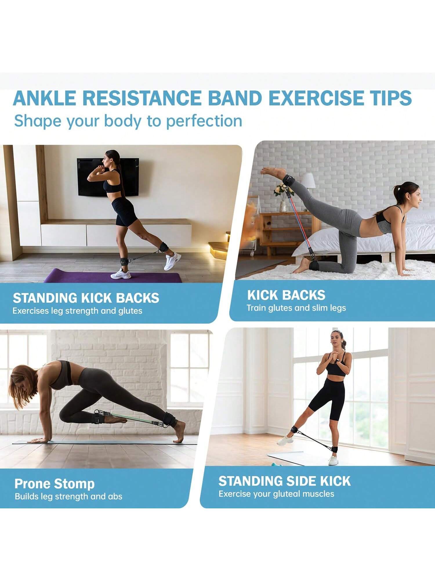 5-Pack Ankle Resistance Bands with Cuffs – Perfect for Leg, Hip, and Butt Workouts at Home!