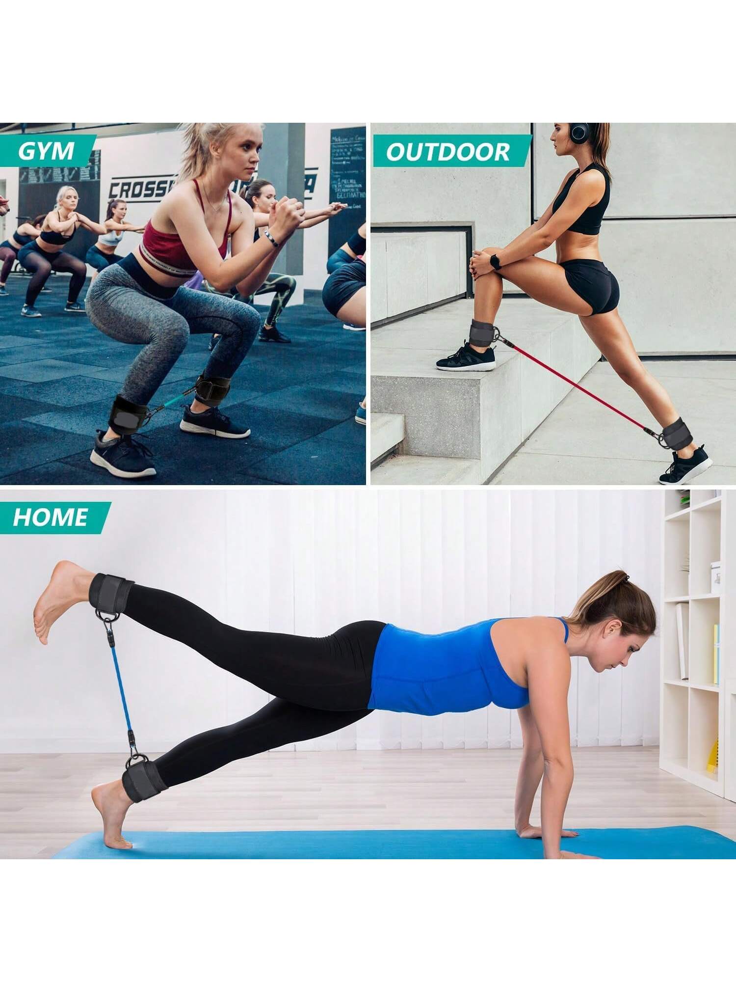 5-Pack Ankle Resistance Bands with Cuffs – Perfect for Leg, Hip, and Butt Workouts at Home!