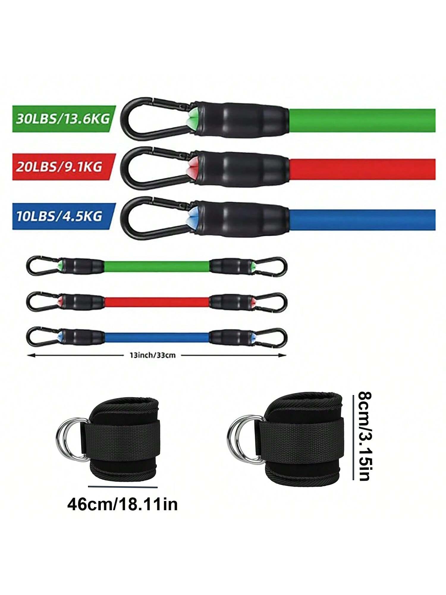 5-Pack Ankle Resistance Bands with Cuffs – Perfect for Leg, Hip, and Butt Workouts at Home!