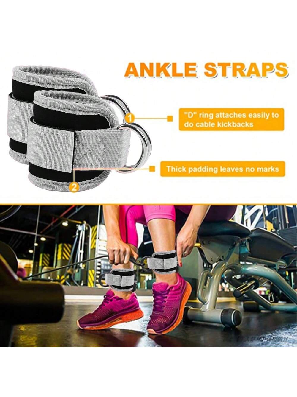 1pc Ankle Strap Attachment For Cable Machines And Resistance Bands - Leg Workout For Glute Exercises - Adjustable Comfortable Ankle Cuff For Men