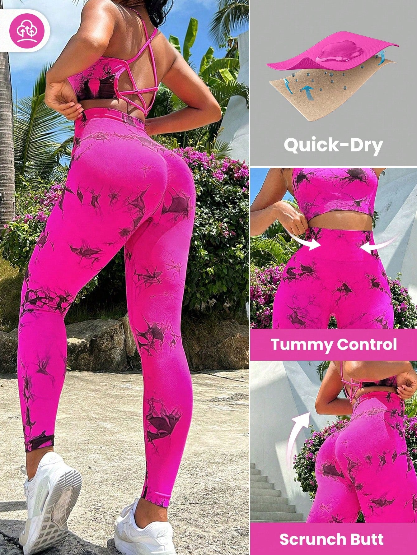 Trendy Tie-Dye Crisscross Back Sports Set for Ultimate Active Comfort