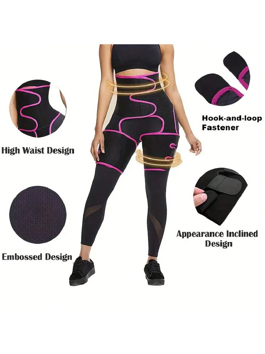 3-In-1 Women's Waist Trainer, Butt And Thigh Trimmer Shapewear For Fat Burning, Body Shaping And Slimming. Sweat Enhancing, Breathable Fabric. Sauna Top, Daily Activewear, Gym Workout! Pink, Black, Yellow [Note: Please Order Your Suitable Size]