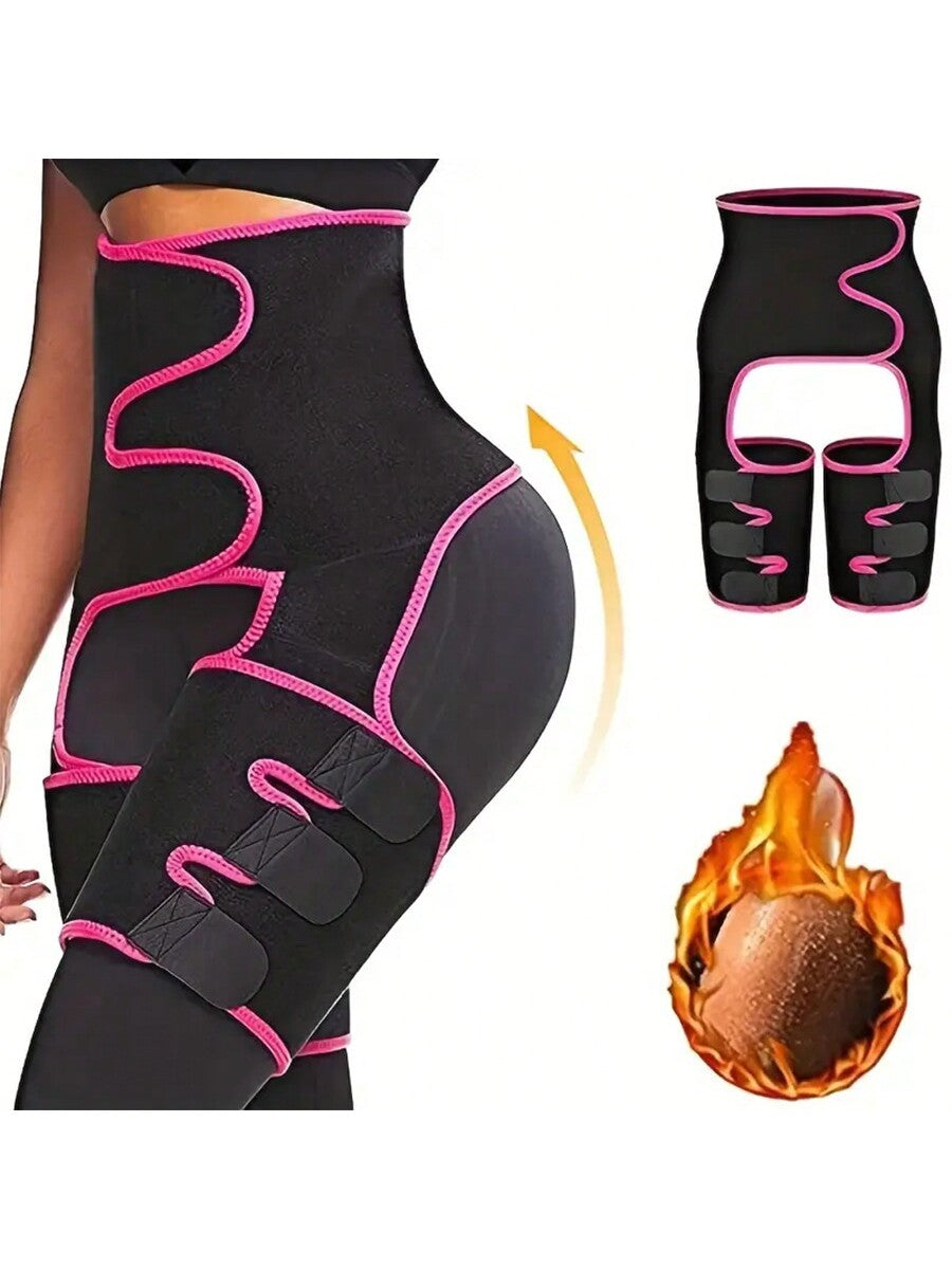 3-In-1 Women's Waist Trainer, Butt And Thigh Trimmer Shapewear For Fat Burning, Body Shaping And Slimming. Sweat Enhancing, Breathable Fabric. Sauna Top, Daily Activewear, Gym Workout! Pink, Black, Yellow [Note: Please Order Your Suitable Size]