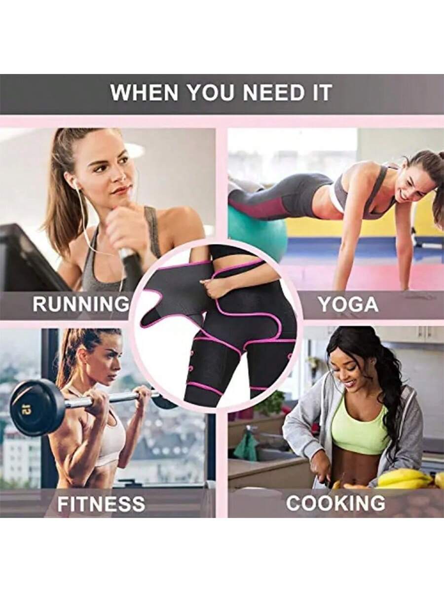 3-In-1 Women's Waist Trainer, Butt And Thigh Trimmer Shapewear For Fat Burning, Body Shaping And Slimming. Sweat Enhancing, Breathable Fabric. Sauna Top, Daily Activewear, Gym Workout! Pink, Black, Yellow [Note: Please Order Your Suitable Size]