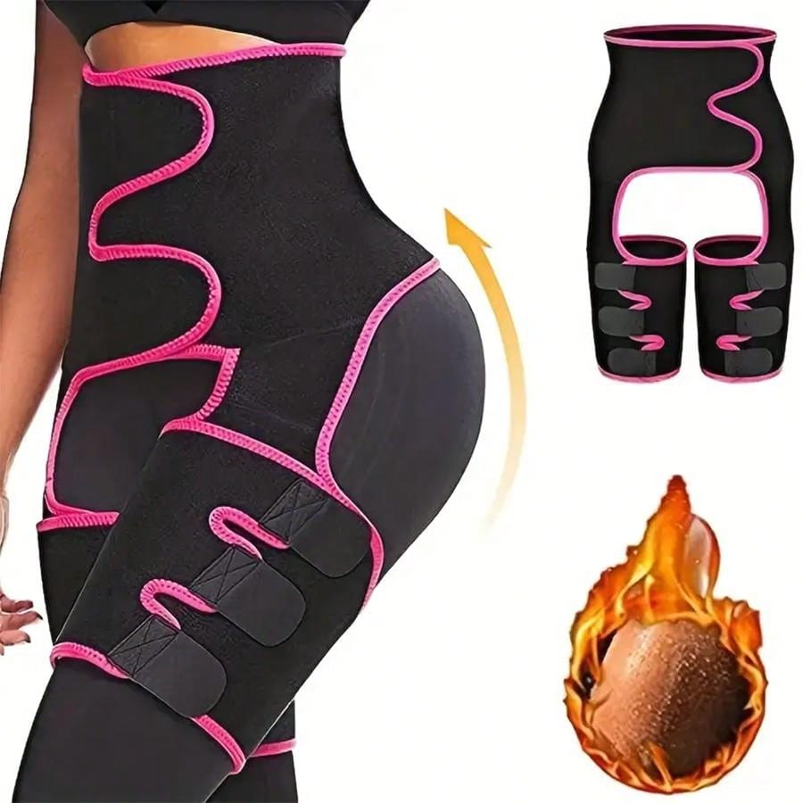 3-In-1 Women's Waist Trainer, Butt And Thigh Trimmer Shapewear For Fat Burning, Body Shaping And Slimming. Sweat Enhancing, Breathable Fabric. Sauna Top, Daily Activewear, Gym Workout! Pink, Black, Yellow [Note: Please Order Your Suitable Size]