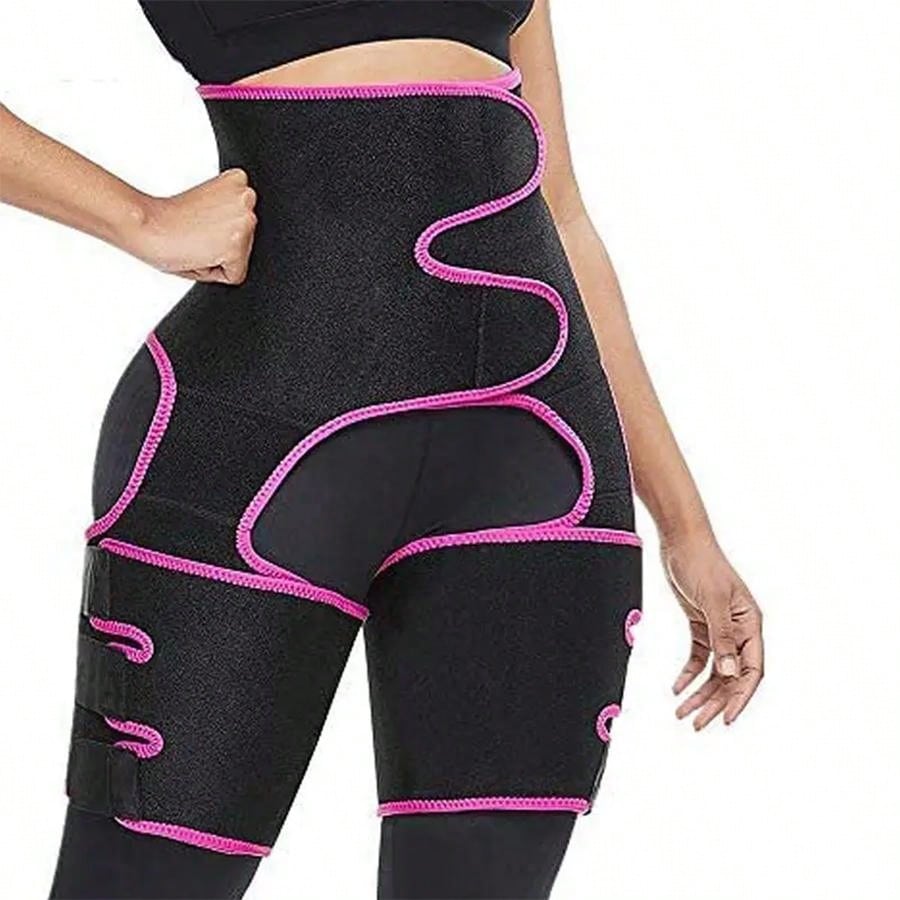 3-In-1 Women's Waist Trainer, Butt And Thigh Trimmer Shapewear For Fat Burning, Body Shaping And Slimming. Sweat Enhancing, Breathable Fabric. Sauna Top, Daily Activewear, Gym Workout! Pink, Black, Yellow [Note: Please Order Your Suitable Size]