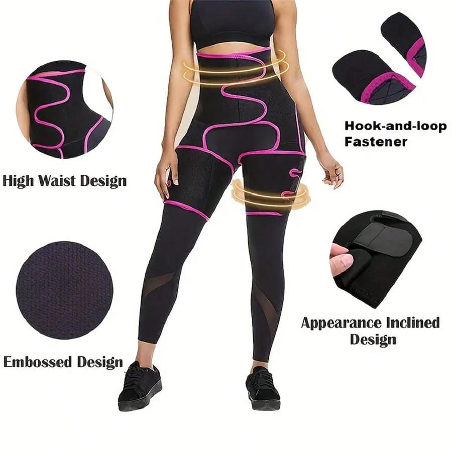 3-In-1 Women's Waist Trainer, Butt And Thigh Trimmer Shapewear For Fat Burning, Body Shaping And Slimming. Sweat Enhancing, Breathable Fabric. Sauna Top, Daily Activewear, Gym Workout! Pink, Black, Yellow [Note: Please Order Your Suitable Size]