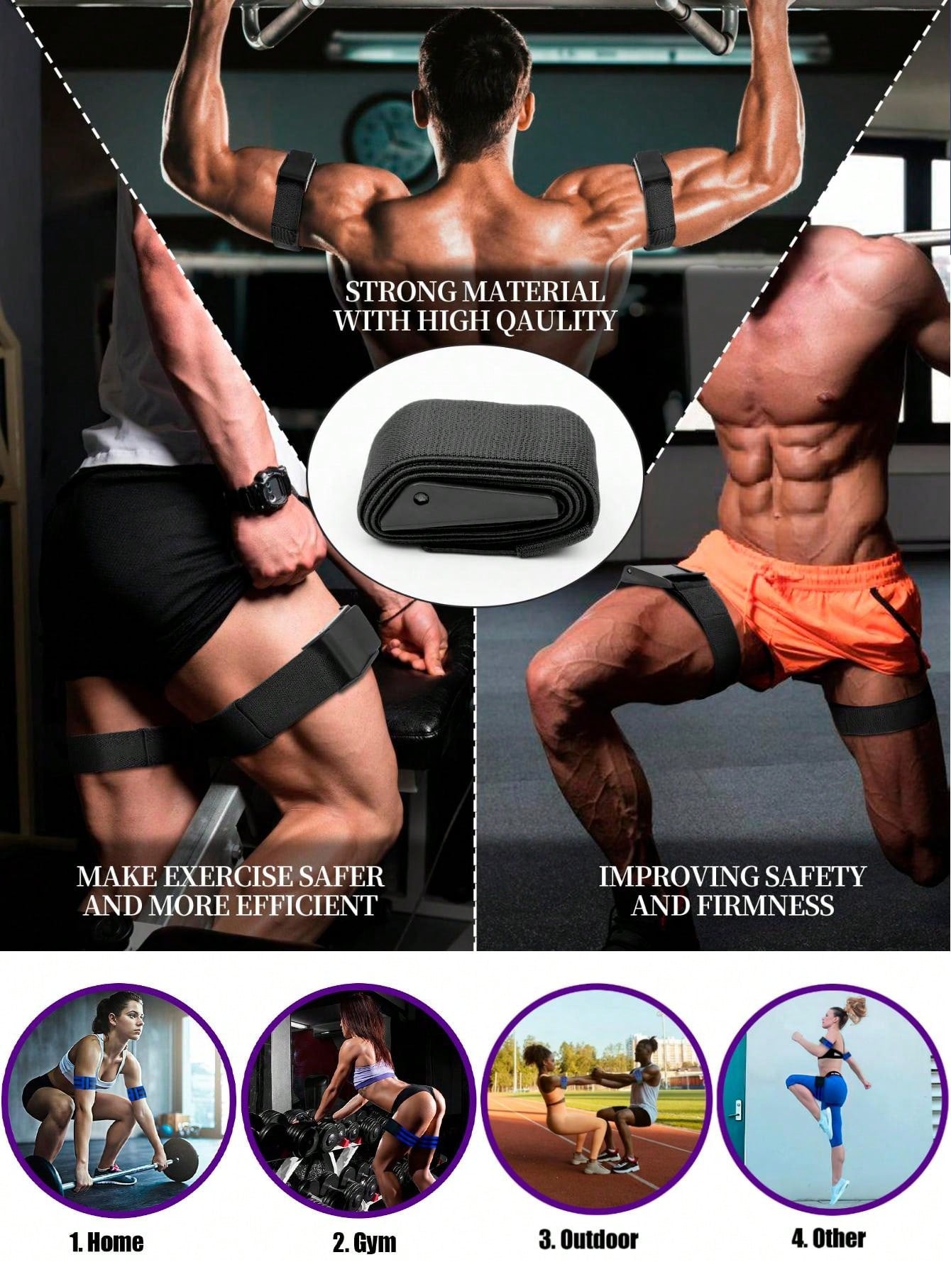 2 Pcs Adjustable Blood Flow Restriction Bands Man And Women Booty Bands Workout Equipment Home Gym None Slip BFR Bands Increase Muscle Arms Legs Faster And Stronger Exercise Bands