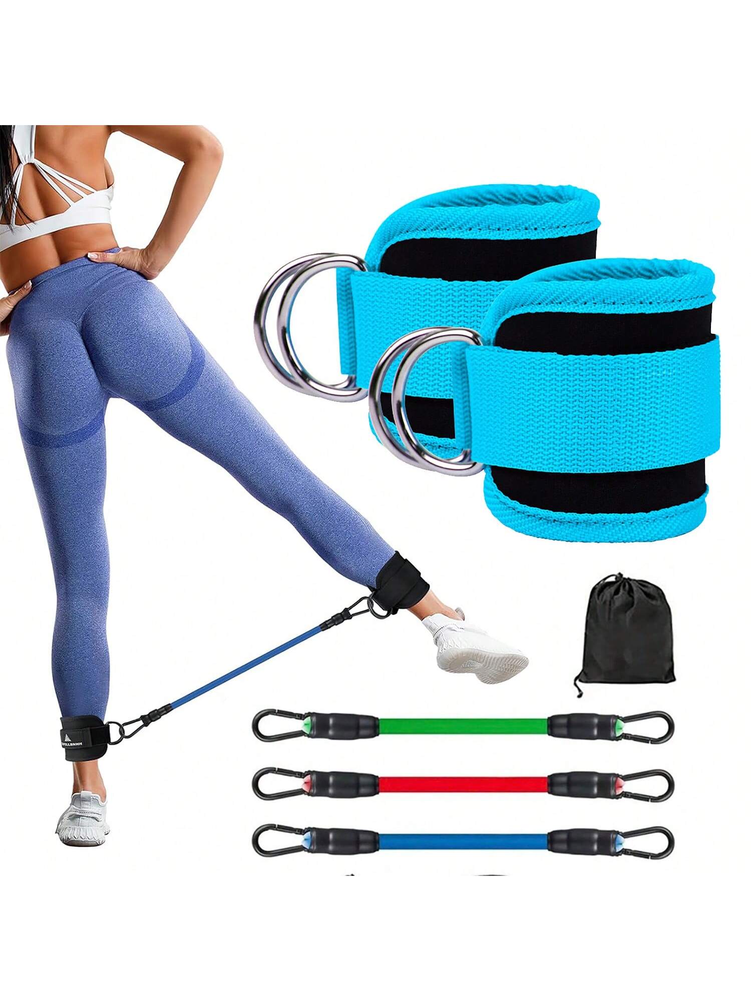 5-Pack Ankle Resistance Bands with Cuffs – Perfect for Leg, Hip, and Butt Workouts at Home!