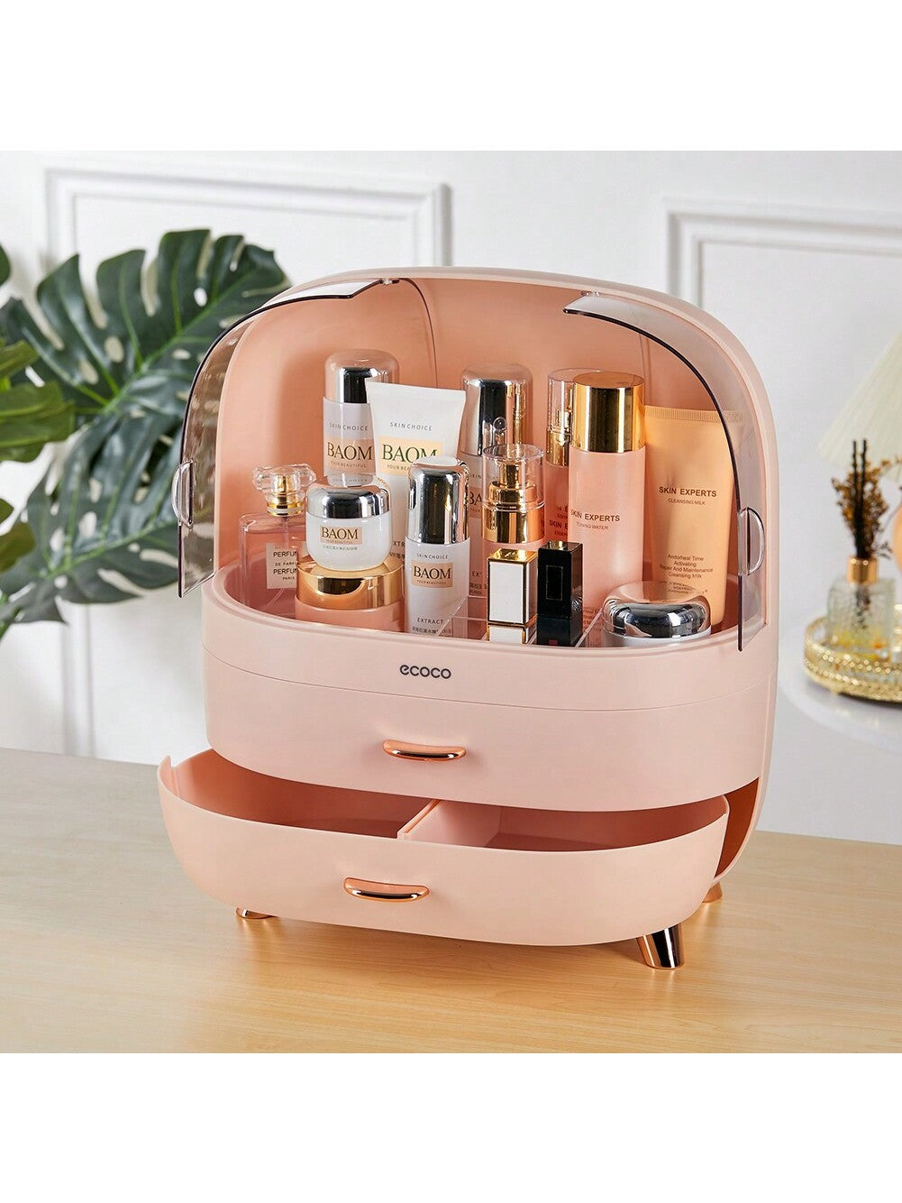 Stylish Multifunctional Makeup & Jewelry Organizer - Large Capacity, Waterproof & Dustproof Storage Box for Home & Vanity