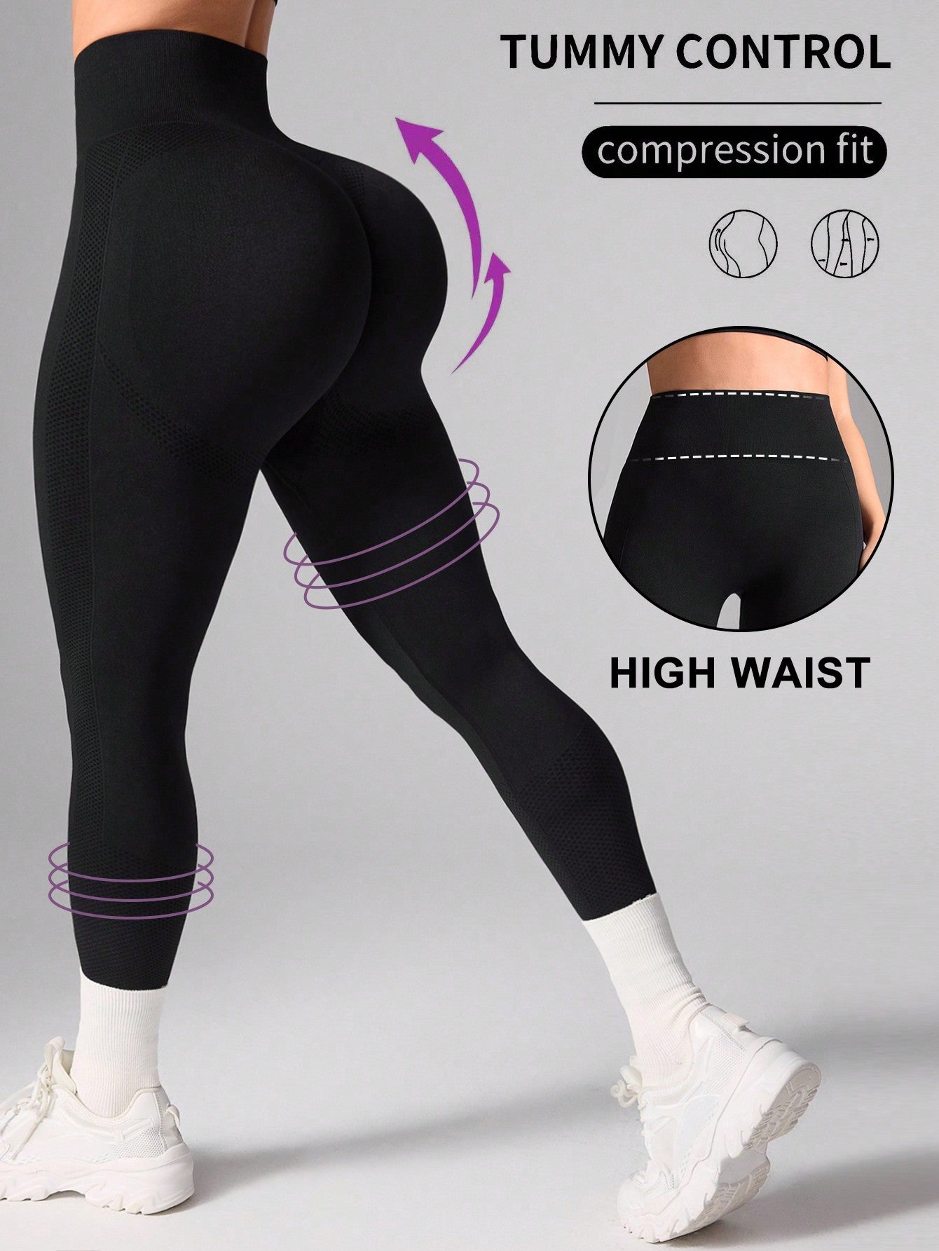 Powerista Solid Tummy Control Sports Leggings for Ultimate Comfort and Performance