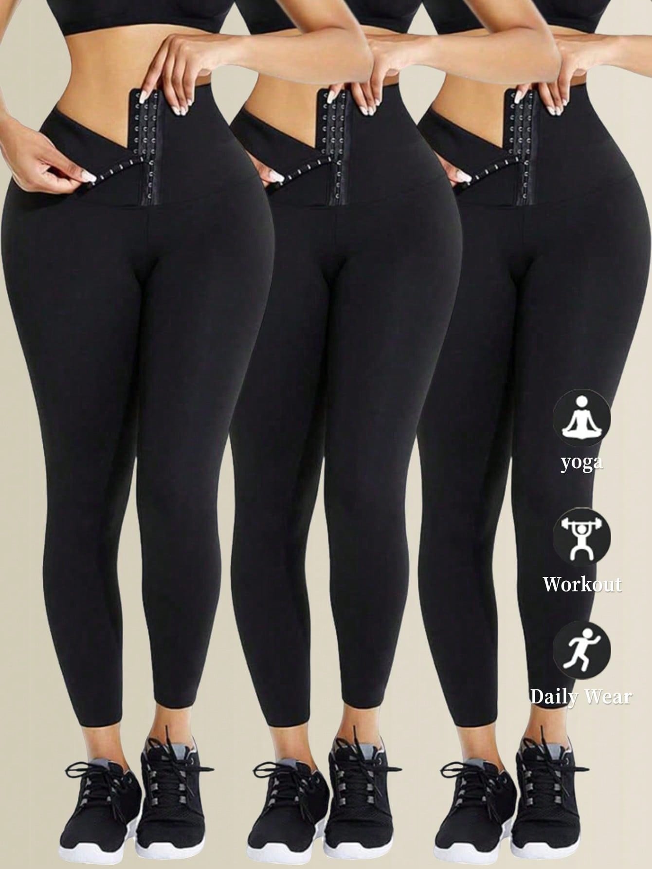 3pcs High Waist Compressive Leggings, Tummy Control, Butt Lifting And Body Shaping, Suitable For Workout, Casual Wear, Parties And Festivals