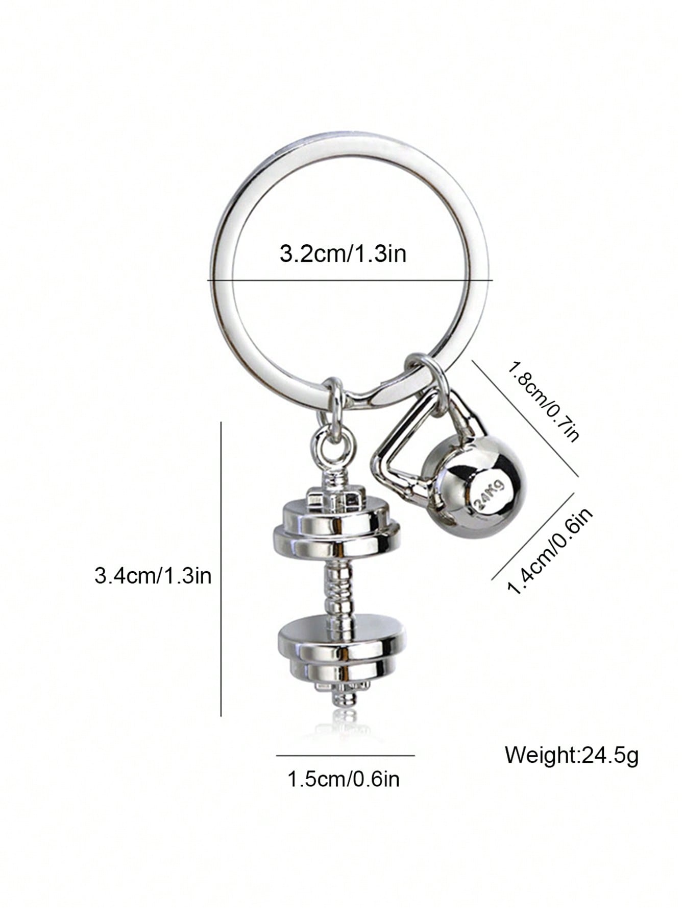 1pc Mini Casual Zinc Alloy Barbell Keychain Dumbbell Simulation Fitness Equipment
