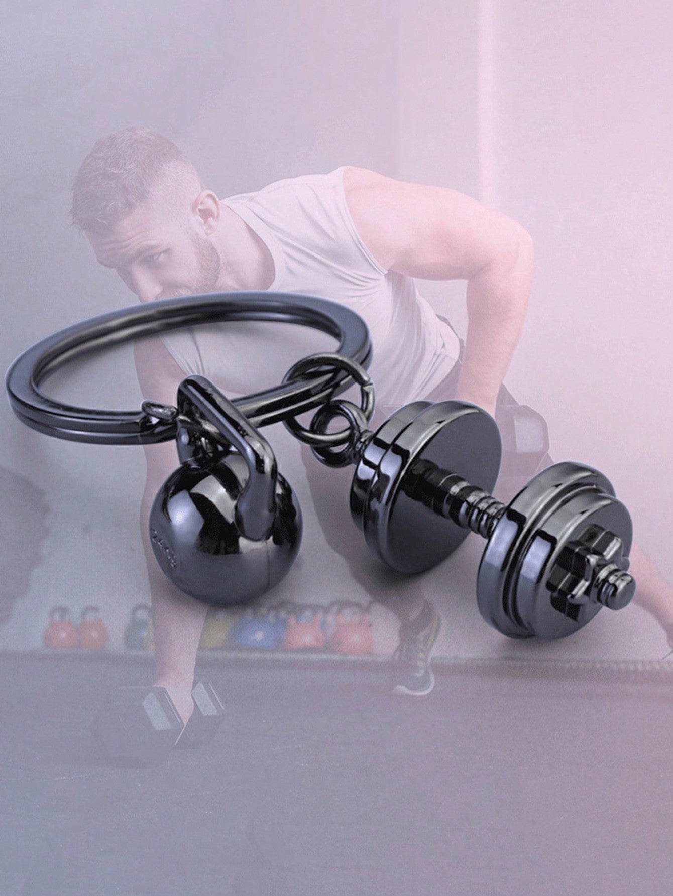 1pc Mini Casual Zinc Alloy Barbell Keychain Dumbbell Simulation Fitness Equipment