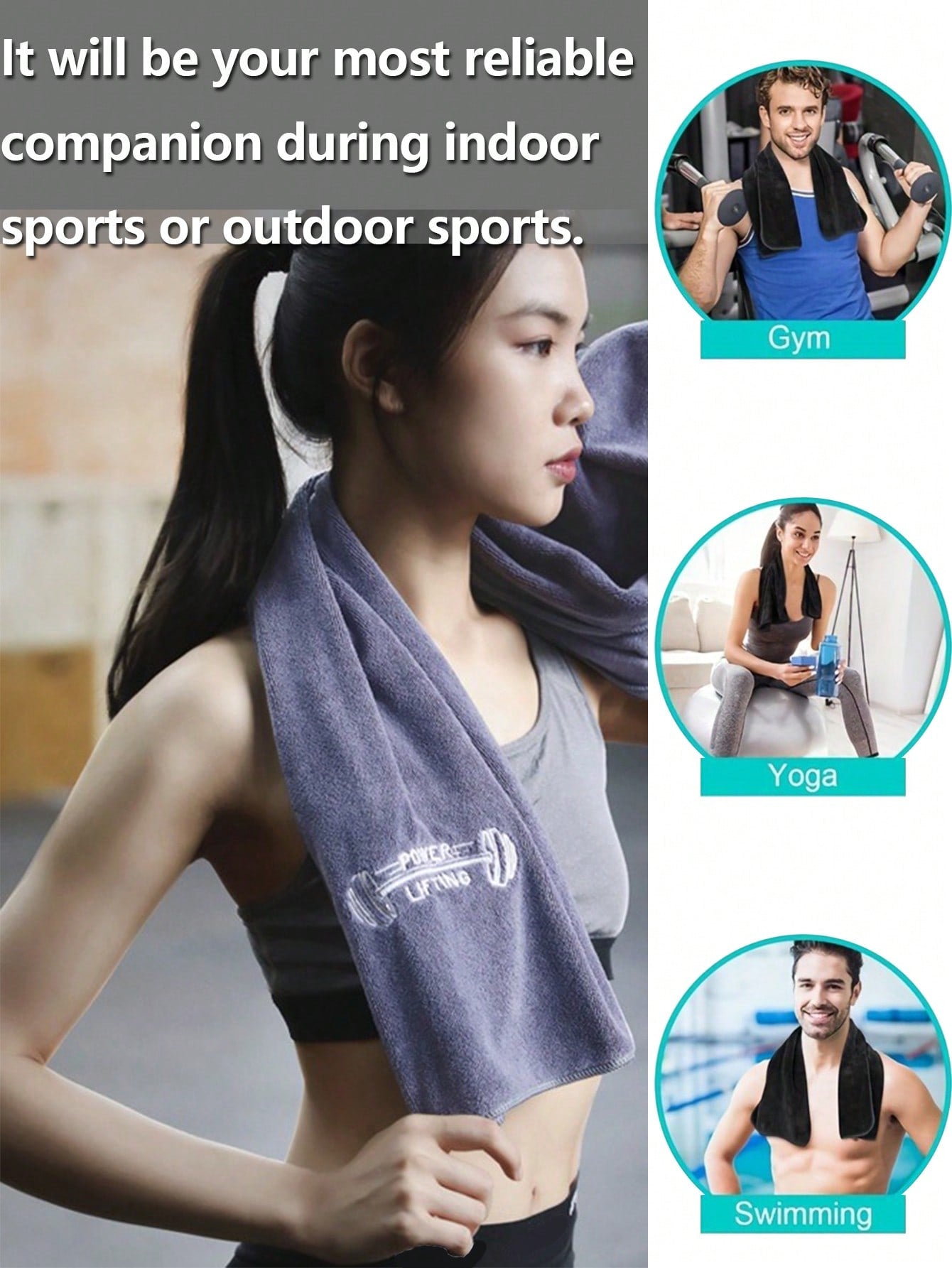 1pc Gym Sports Towel For Men And Women, Quick-Drying Fitness Towel For Tennis Yoga Cycling Swimming