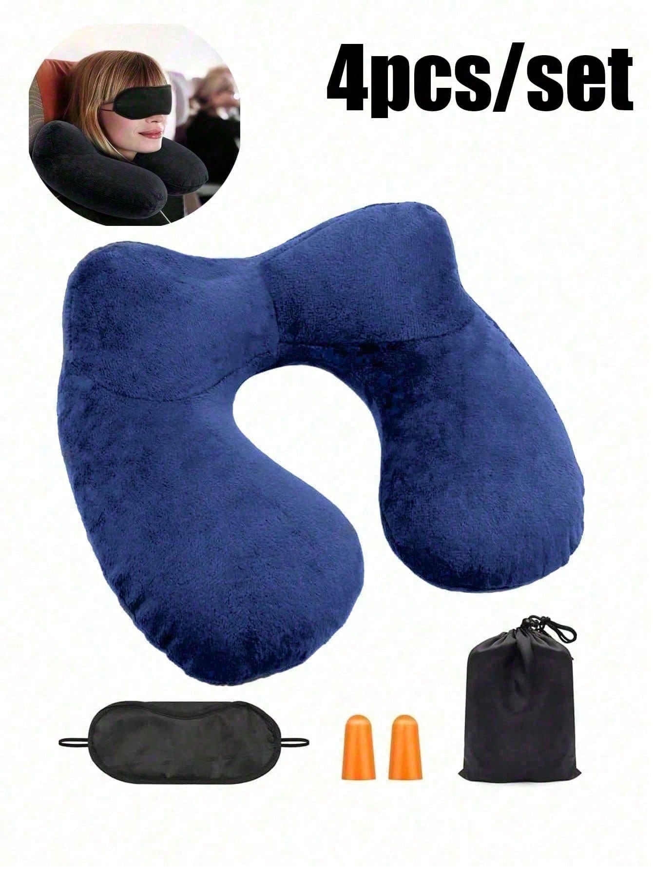 Ultimate Travel Comfort Set: Ergonomic Neck Pillow, Plush Eye Mask, & Soundproof Earplugs for Rest on-the-go!