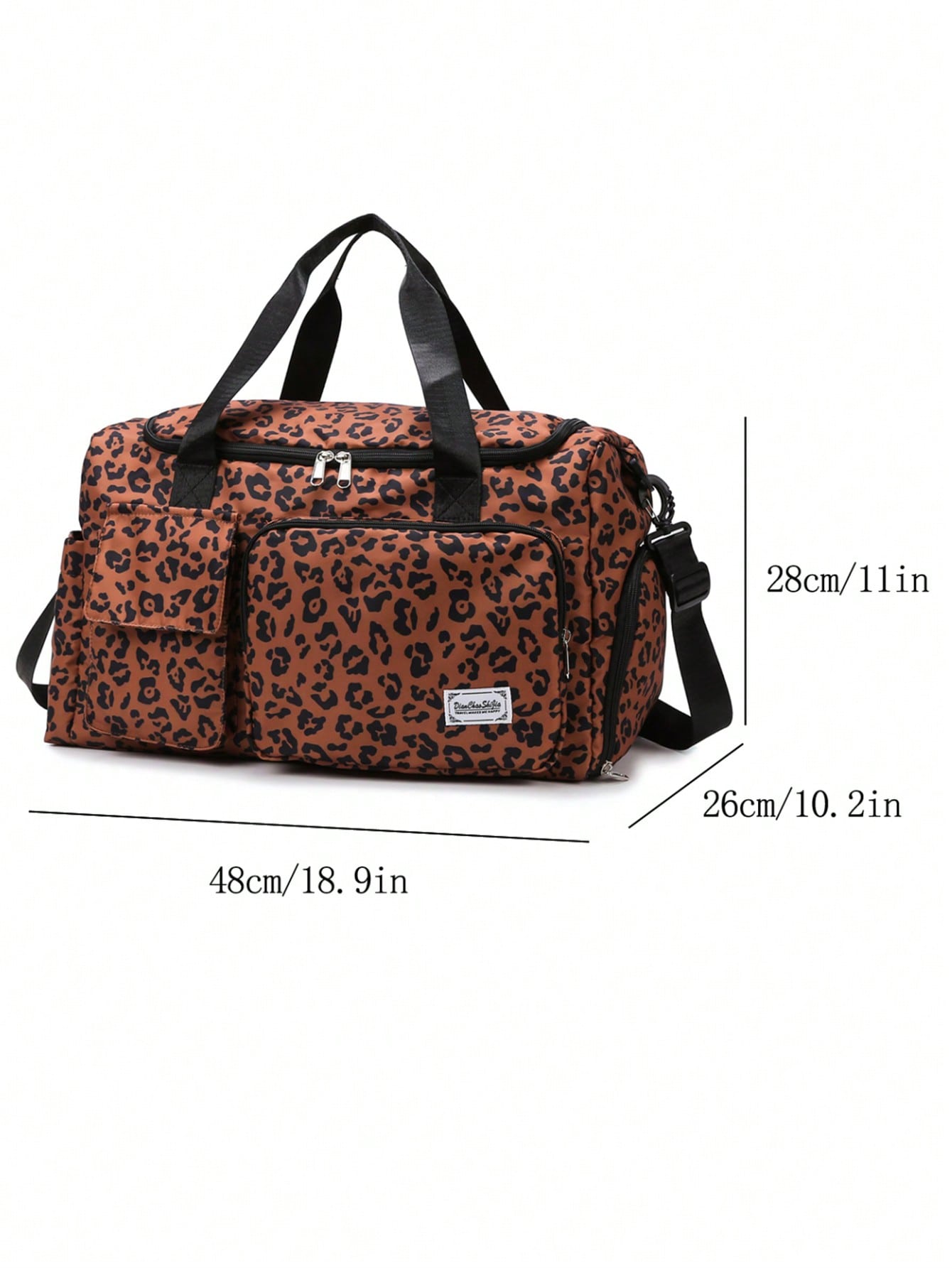 Chic Leopard Print Multi-Purpose Handbag with Separate Shoe Compartment - Ideal for Travel, Gym, and Everyday Use!