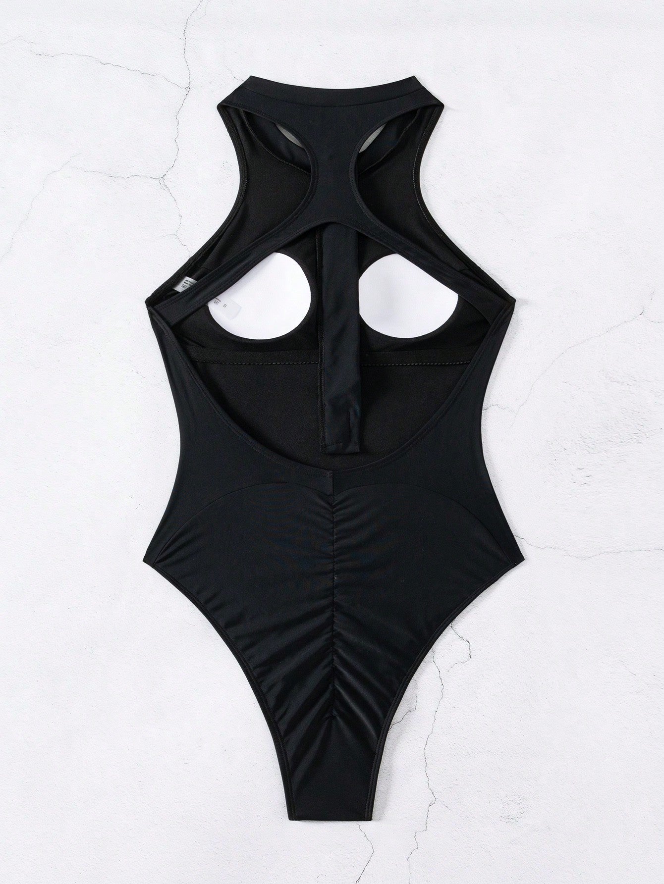 1pc Solid Color Women's One-Piece Swimsuit With Front Zipper