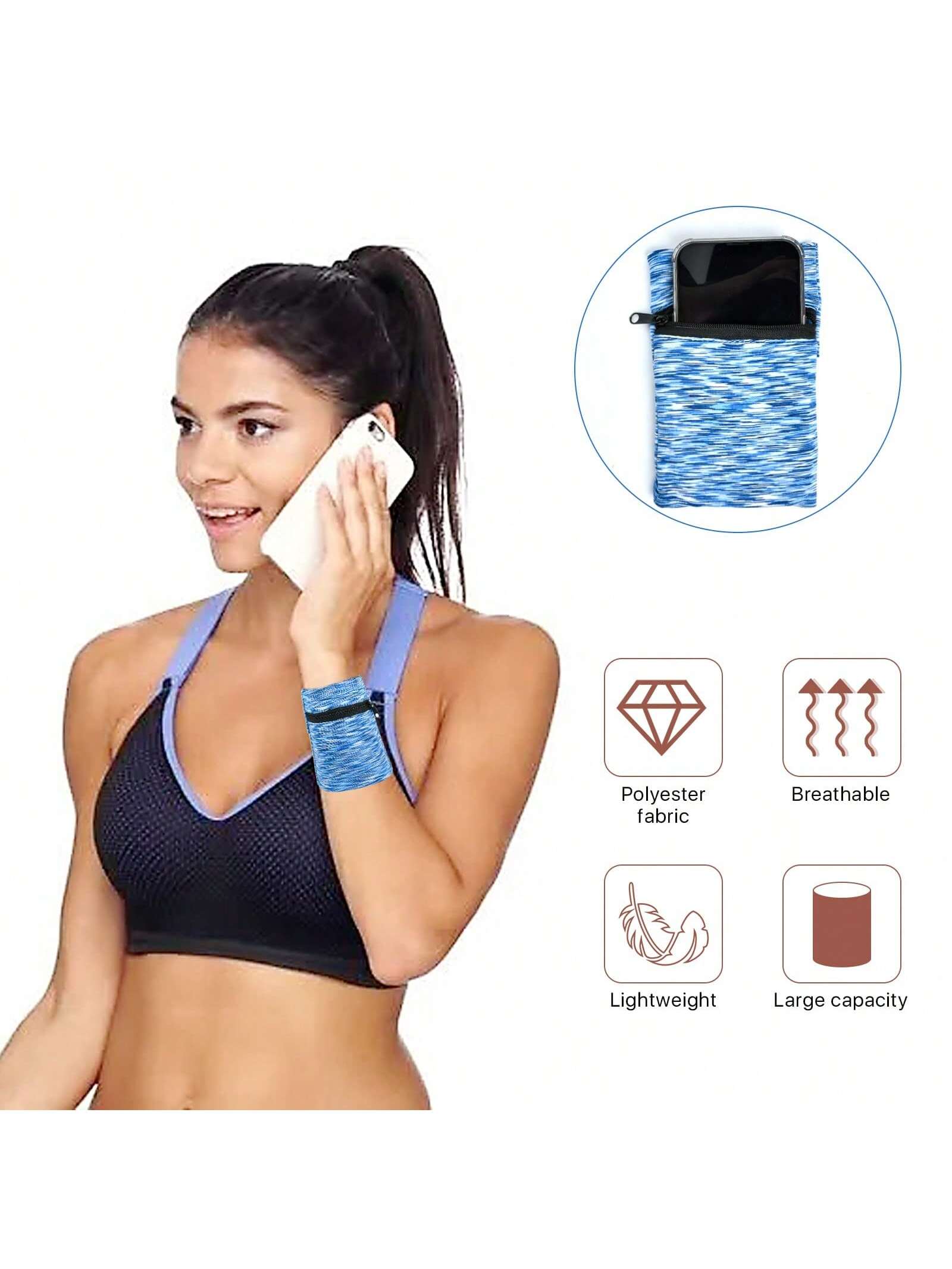 Versatile 6-Piece Wrist Wallet Set - High Elasticity Pouches for Travel, Running, and Outdoor Activities