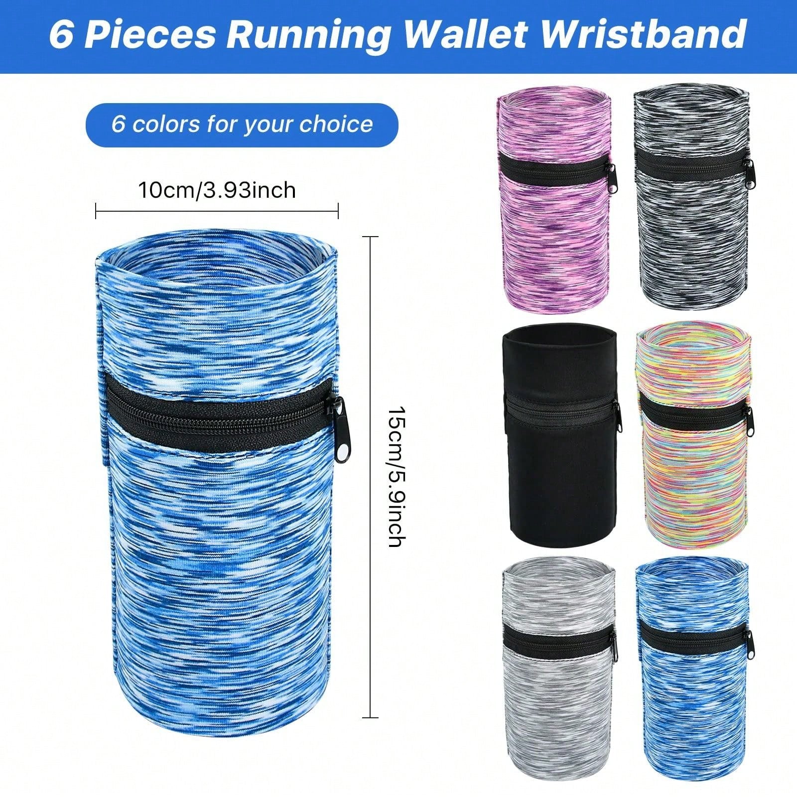 Versatile 6-Piece Wrist Wallet Set - High Elasticity Pouches for Travel, Running, and Outdoor Activities