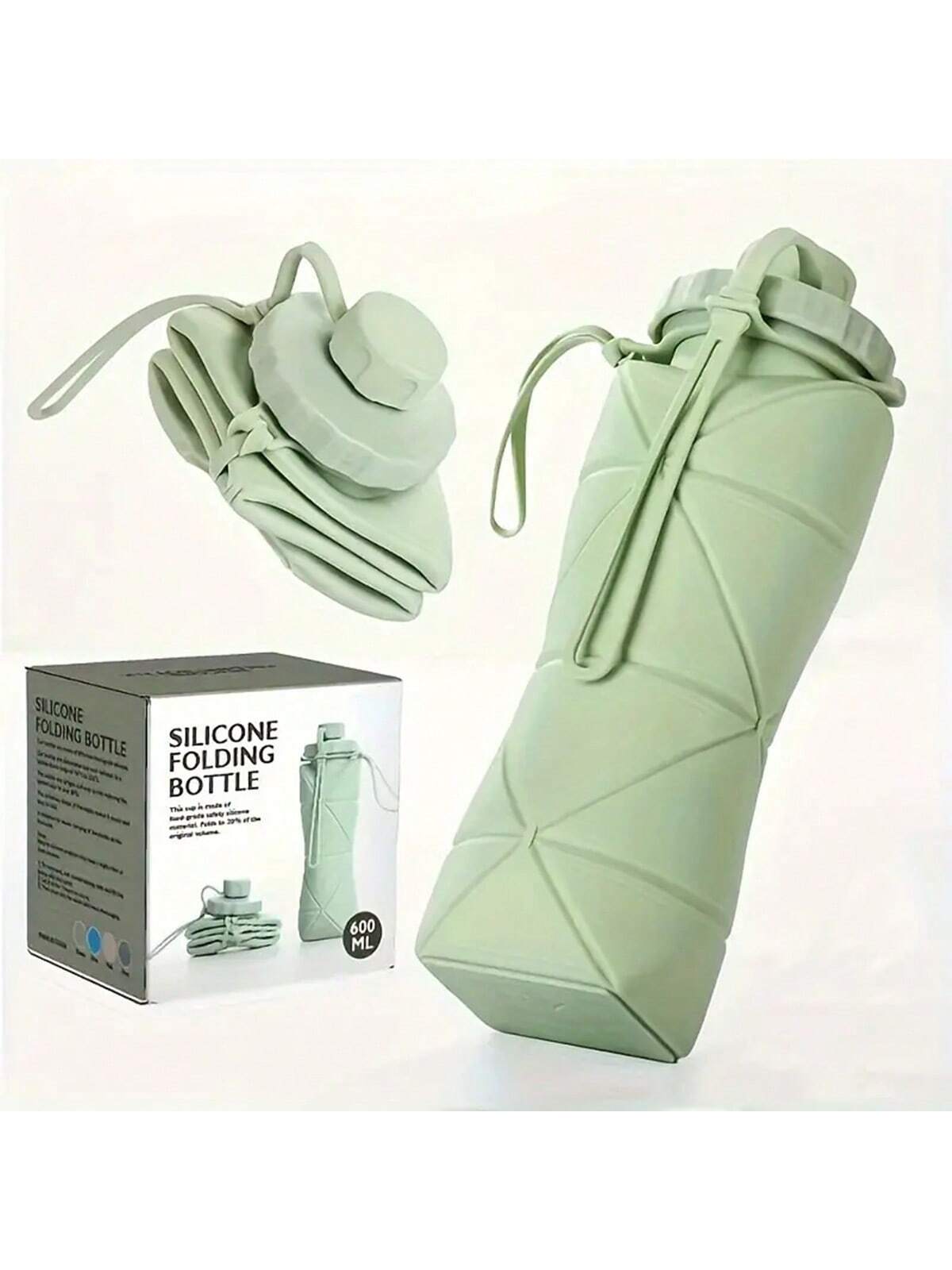 Foldable Silicone Travel Water Bottle - 600ml Leak-Proof & Portable for Outdoor Adventures