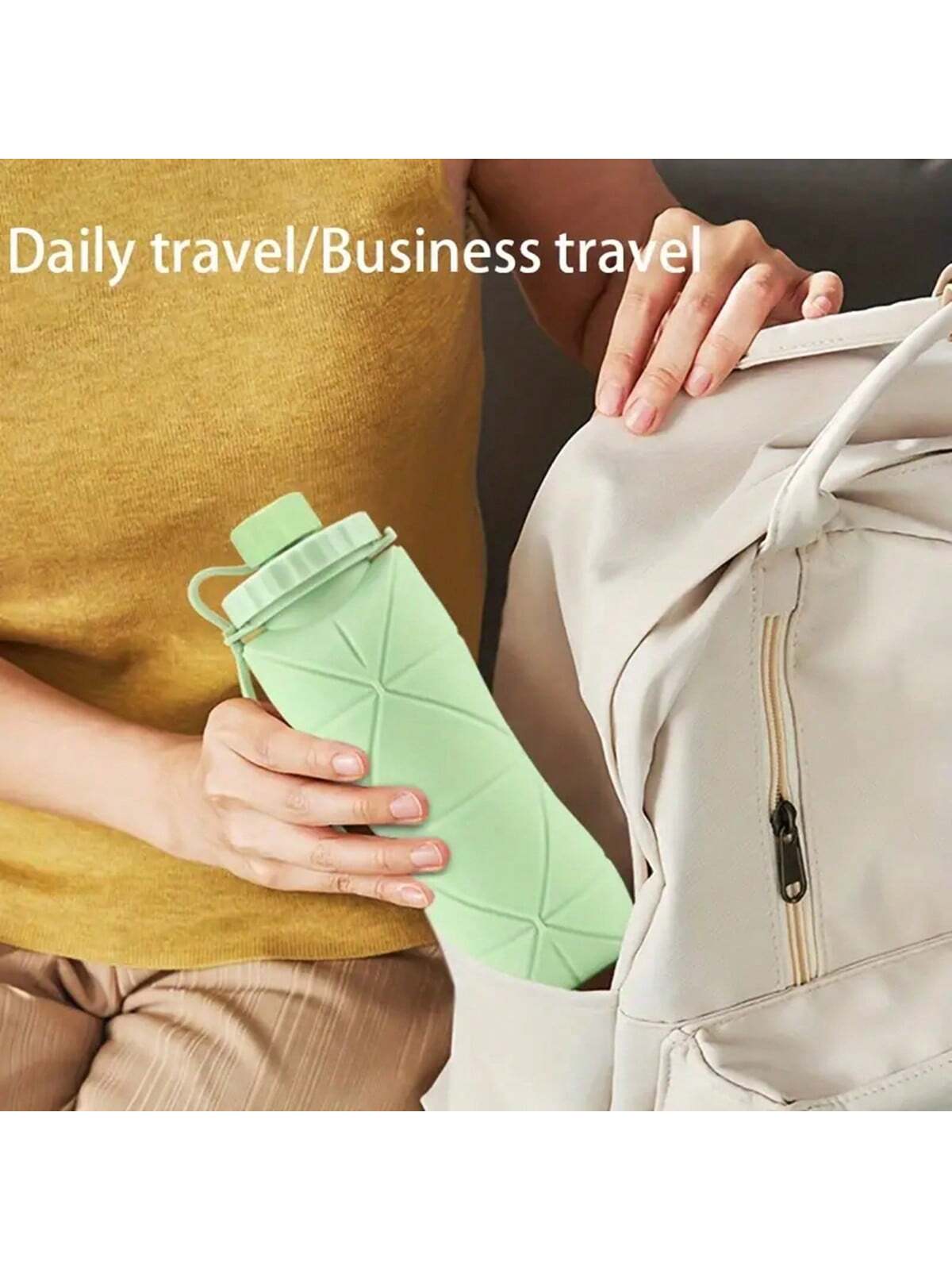 Foldable Silicone Travel Water Bottle - 600ml Leak-Proof & Portable for Outdoor Adventures