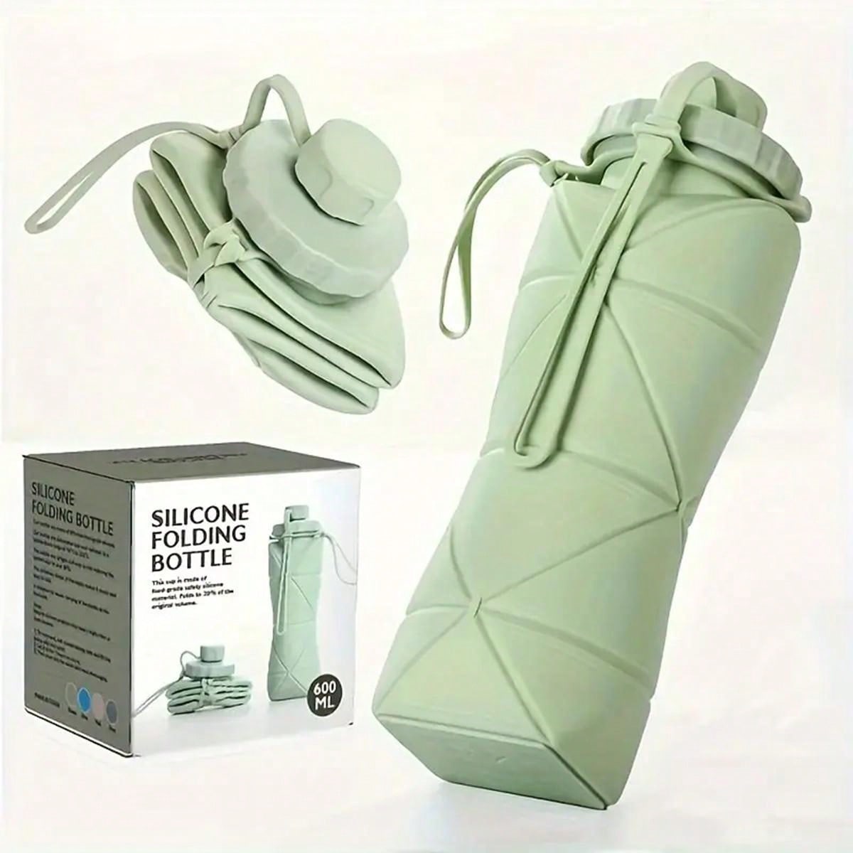 Foldable Silicone Travel Water Bottle - 600ml Leak-Proof & Portable for Outdoor Adventures