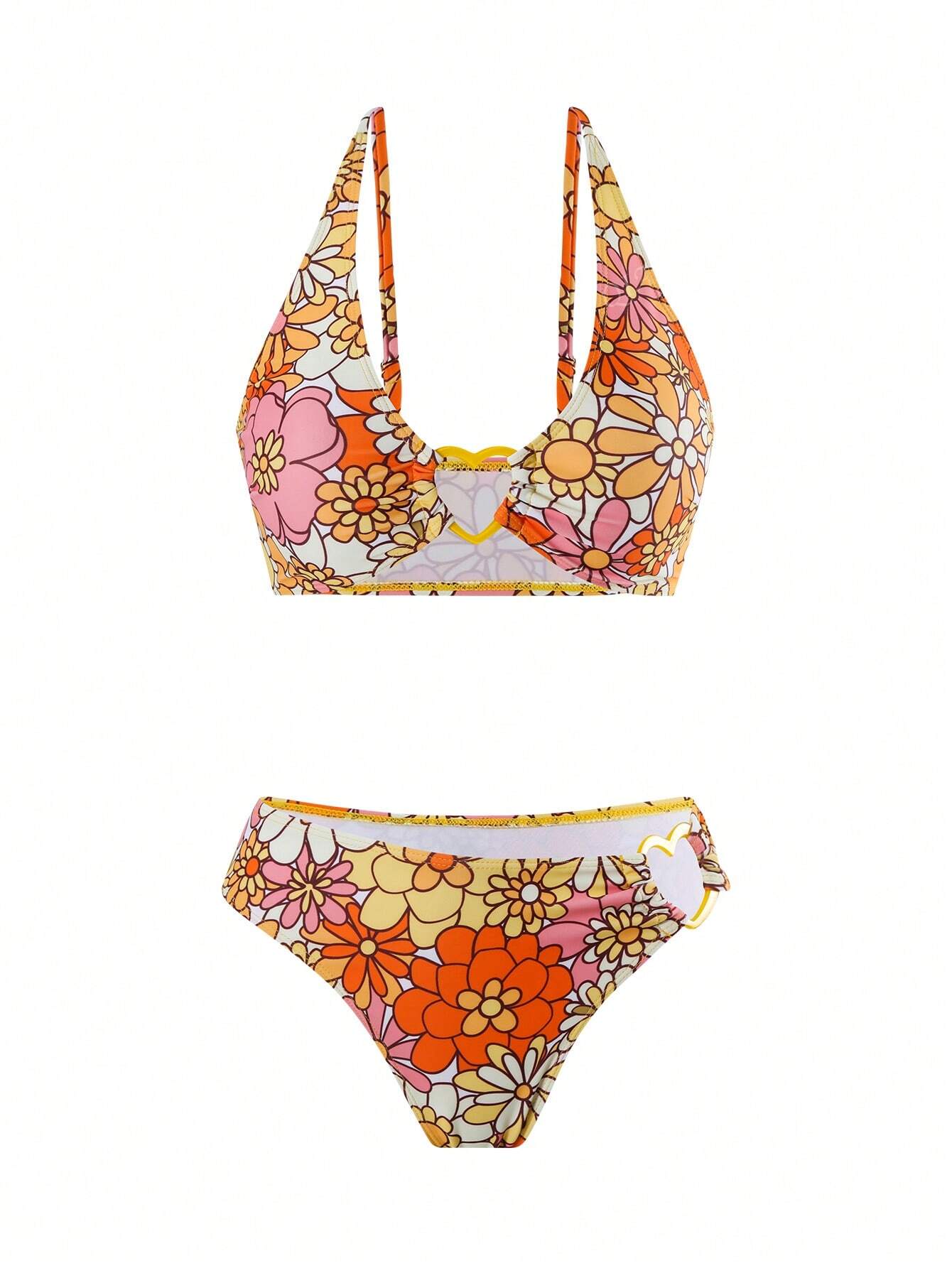 2024 New Floral Print Bikini Swimsuit Set, Sexy Trendy Separate Style Swimwear For Women